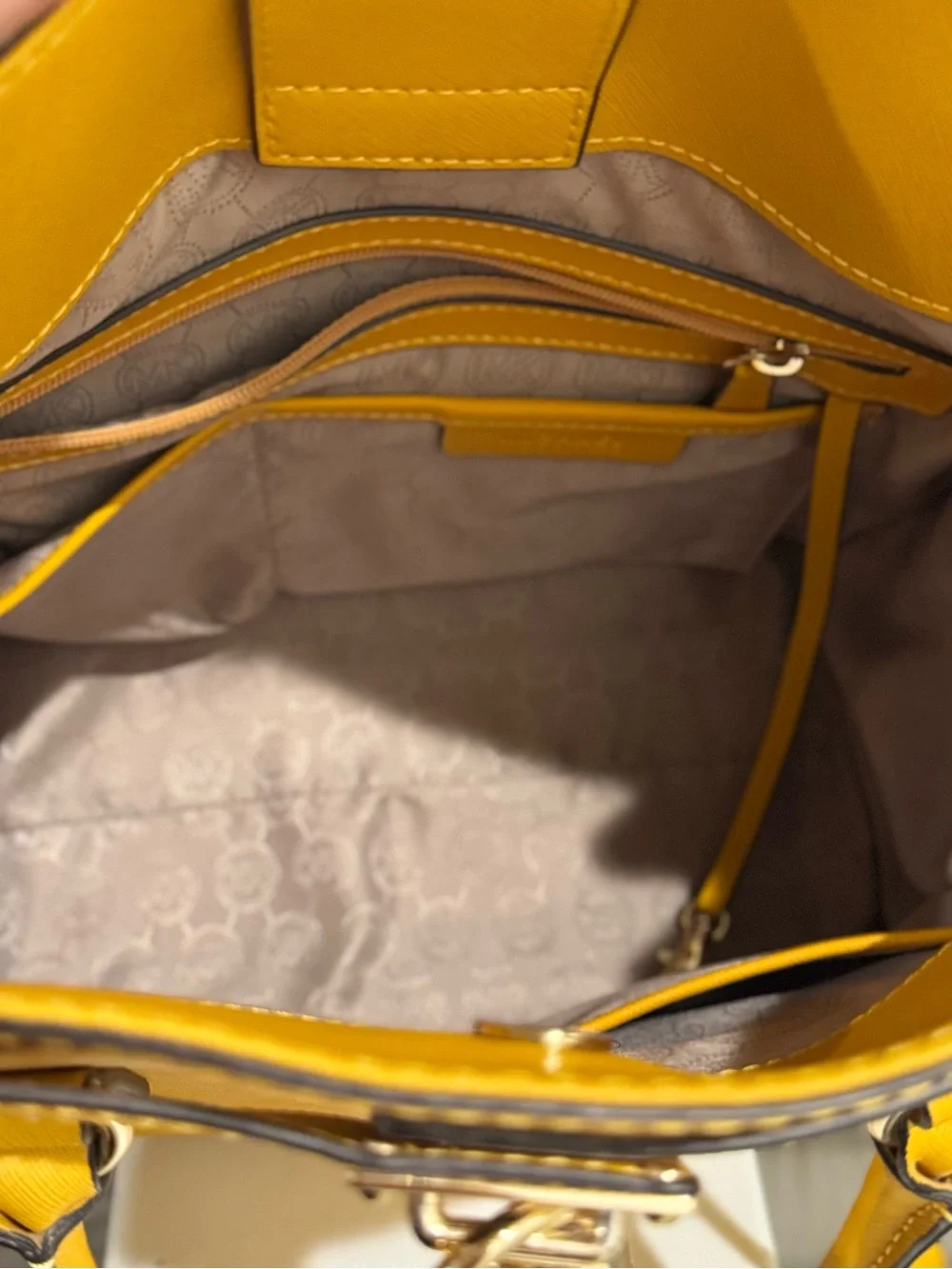 Michael Kors Yellow Saffiano Leather Hamilton North South Tote.